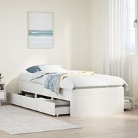 Berkfield Home Bed Frame without Mattress with Drawers White 75x190 cm Small Single Solid Wood Pine