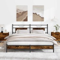 Berkfield Home Bed Frame without Mattress Smoked Oak 183x203 cm Engineered Wood in Brown