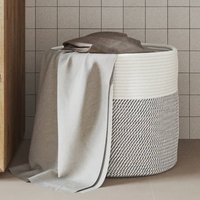 Berkfield Home Storage Basket Grey & White √ò40x35 cm Cotton | Size: 40x35 cm