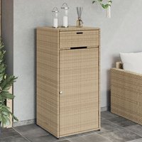 Berkfield Home Garden Storage Cabinet Beige 55x55x111 cm Poly Rattan | Size: 55 x 55 x 111 cm