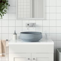 Berkfield Home Countertop Basin Grey Round Φ41x14 cm Ceramic | Size: 41x14 cm
