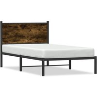 Berkfield Home Metal Bed Frame without Mattress Smoked Oak 100x190 cm in Brown