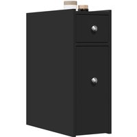 Berkfield Home Narrow Bathroom Cupboard with Wheels Black Engineered Wood