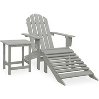 Berkfield Home Garden Adirondack Chair with Ottoman&Table Solid Fir Wood Grey