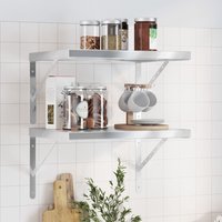 Berkfield Home Wall Shelves 2 pcs 50x40 cm Silver Stainless Steel