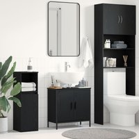 Berkfield Home Bathroom Sink Cabinet Black Oak 60x30x60 cm Engineered Wood | Size: 60 x 30 x 60 cm