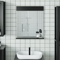 Berkfield Home Bathroom Mirror with Shelf BERG Black 60x12x70 cm Solid Wood | Size: 60 x 12 x 70 cm