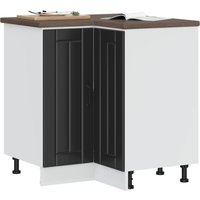 Berkfield Home Kitchen Corner Base Cabinet Lucca Black Engineered Wood