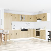 Berkfield Home Kitchen Cabinet "Kalmar" with Double Basins Sonoma Oak Engineered wood in Brown