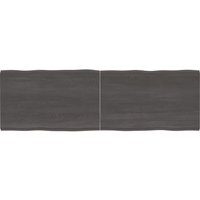 Berkfield Home Table Top Dark Grey 160x50x(2-4) cm Treated Solid Wood Live Edge in Brown