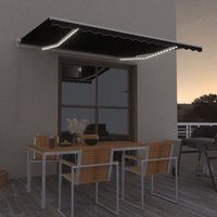 Berkfield Home Manual Retractable Awning with LED 400x300 cm Anthracite in Black