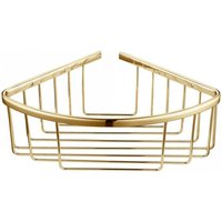 Nes Home Bathroom Brushed Brass Single Corner Basket in Gold