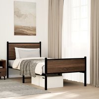 Berkfield Home Metal Bed Frame without Mattress Brown Oak 90x200 cm