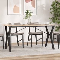 Berkfield Home Dining Table Y-Frame 140x80x75 cm Solid Wood Pine & Steel in Brown | Size: 140 x 80 x 75 cm