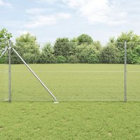 Berkfield Home Welded Wire Fence with 13 Spike Posts 1.4x25 m Galvanised Steel in Silver