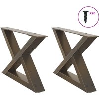 Berkfield Home Coffee Table Legs 2 pcs Natural Steel 60x(30-31.3) cm Steel in Brown