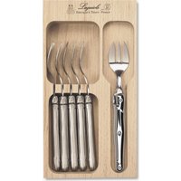 Cake Fork Set Wooden Tray Metallic