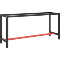 Berkfield Home Work Bench Frame Matte Black & Matte Red 170x50x79 cm Metal | Size: 170 x 50 x 79 cm
