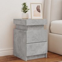 Berkfield Home Bedside Cabinet with LED Lights Concrete Grey 35x39x55 cm | Size: 35 x 39 x 55 cm