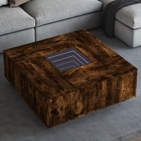 Berkfield Home Coffee Table with Infinity LED Smoked Oak 100x100x40 cm in Brown | Size: 100 x 100 x 40 cm