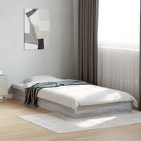 Berkfield Home Bed Frame without Mattress Grey Sonoma 75x190 cm Small Single Engineered Wood