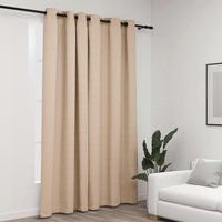 Berkfield Home Linen-Look Blackout Curtain with Grommets Beige 290x245cm | Size: 290x245 cm