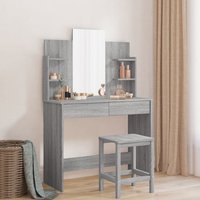 Berkfield Home Dressing Table with Mirror Grey Sonoma 96x39x142 cm | Size: 96 x 39 x 142 cm