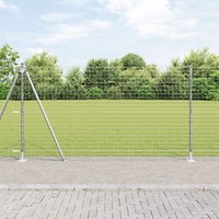 Berkfield Home Fence Posts with Base Plates 13 pcs √ò32mm 68.5cm Galvanised Steel in Silver