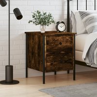 Berkfield Home Bedside Cabinet Smoked Oak 40x42x50 cm Engineered Wood in Brown | Size: 40 x 42 x 50 cm