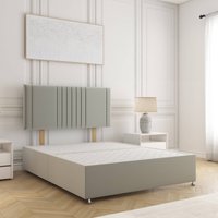 BSSPOKE Monaco Plush Velvet Divan Bed 24" Headboard & No Mattress No Drawers in Silver | Size: Single