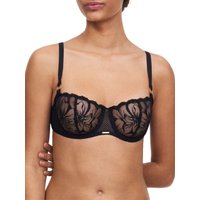 Chantelle Women's Fleurs Half Cup Balcony Bra in Black | Size: 34B