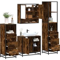 Berkfield Home 4 Piece Bathroom Furniture Set Smoked Oak Engineered Wood