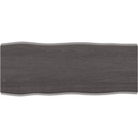 Berkfield Home Table Top Dark Grey 100x40x(2-4) cm Treated Solid Wood Live Edge in Brown