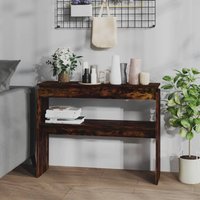 Berkfield Home Console Table Smoked Oak 102x30x80 cm Engineered Wood in Brown | Size: 102 x 30 x 80 cm