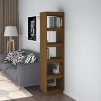 Berkfield Home Book Cabinet/Room Divider Honey Brown 40x35x167 cm Solid Wood Pine | Size: 40 x 35 x 167 cm
