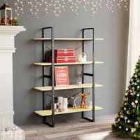 Berkfield Home 4-Tier Book Cabinet 100x30x140 cm Solid Pine Wood in Brown | Size: 100 x 30 x 140 cm
