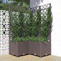 Berkfield Home Garden Planter with Trellis Brown 80x80x136 cm PP | Size: 80 x 80 x 136 cm