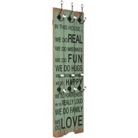 Berkfield Home Wall-mounted Coat Rack with 6 Hooks 120x40 cm HAPPY LOVE