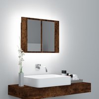Berkfield Home LED Mirror Cabinet Smoked Oak 60x12x45 cm Engineered Wood in Brown | Size: 60 x 12 x 45 cm