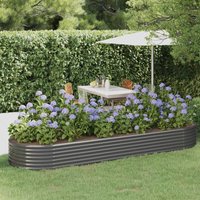 Berkfield Home Garden Raised Bed Powder-coated Steel 322x100x36 cm Grey | Size: 322 x 100 x 36 cm