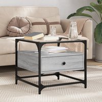 Berkfield Home Coffee Table with Glass Top Grey Sonoma 50x50x45 cm Steel | Size: 50 x 50 x 45 cm