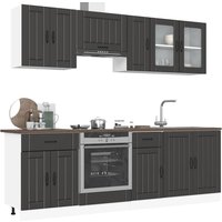 Berkfield Home 8 Piece Kitchen Cabinet Set Kalmar Black Engineered Wood