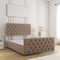 Maya Plush Velvet Divan Bed 24" Headboard & No Mattress No Drawers Single
