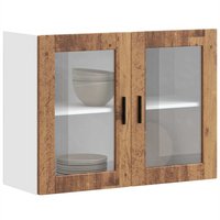 Berkfield Home Kitchen Wall Cabinet with Glass Door Porto Old Wood in Brown