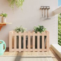 Berkfield Home Garden Raised Bed with Fence Design 100x50x50 cm Solid Wood Pine in Brown | Size: 100 x 50 x 50 cm