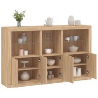 Berkfield Home Sideboard with LED Lights Sonoma Oak 162x37x100 cm in Brown | Size: 162 x 37 x 100 cm