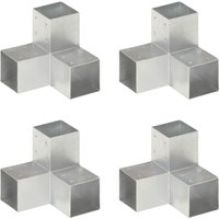 Berkfield Home Post Connectors 4 pcs Y Shape Galvanised Metal 91x91 mm in Silver