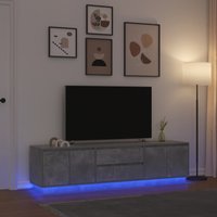TV Cabinet LED Lights Concrete 193.5x41x50 cm