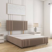 BSSPOKE Rosie Divan Bed Plush Velvet 24" Headboard & No Mattress No Drawers in Bronze | Size: Single