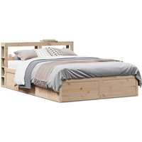 Berkfield Home Bed Frame with Headboard 140x190 cm Solid Wood Pine in Brown